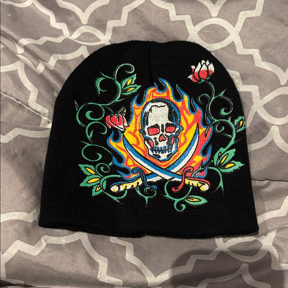 Hand Painted Skull Beanie